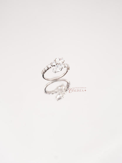 Serpentine Overlap Rhodium-Plated Rings