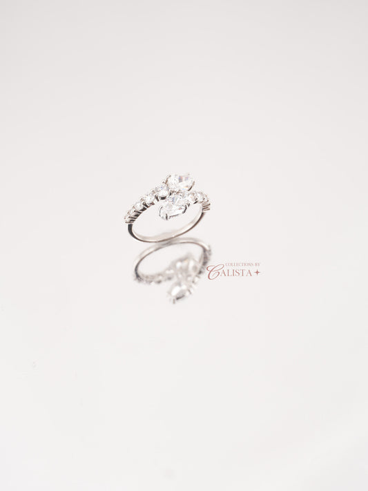 Serpentine Overlap Rhodium-Plated Rings