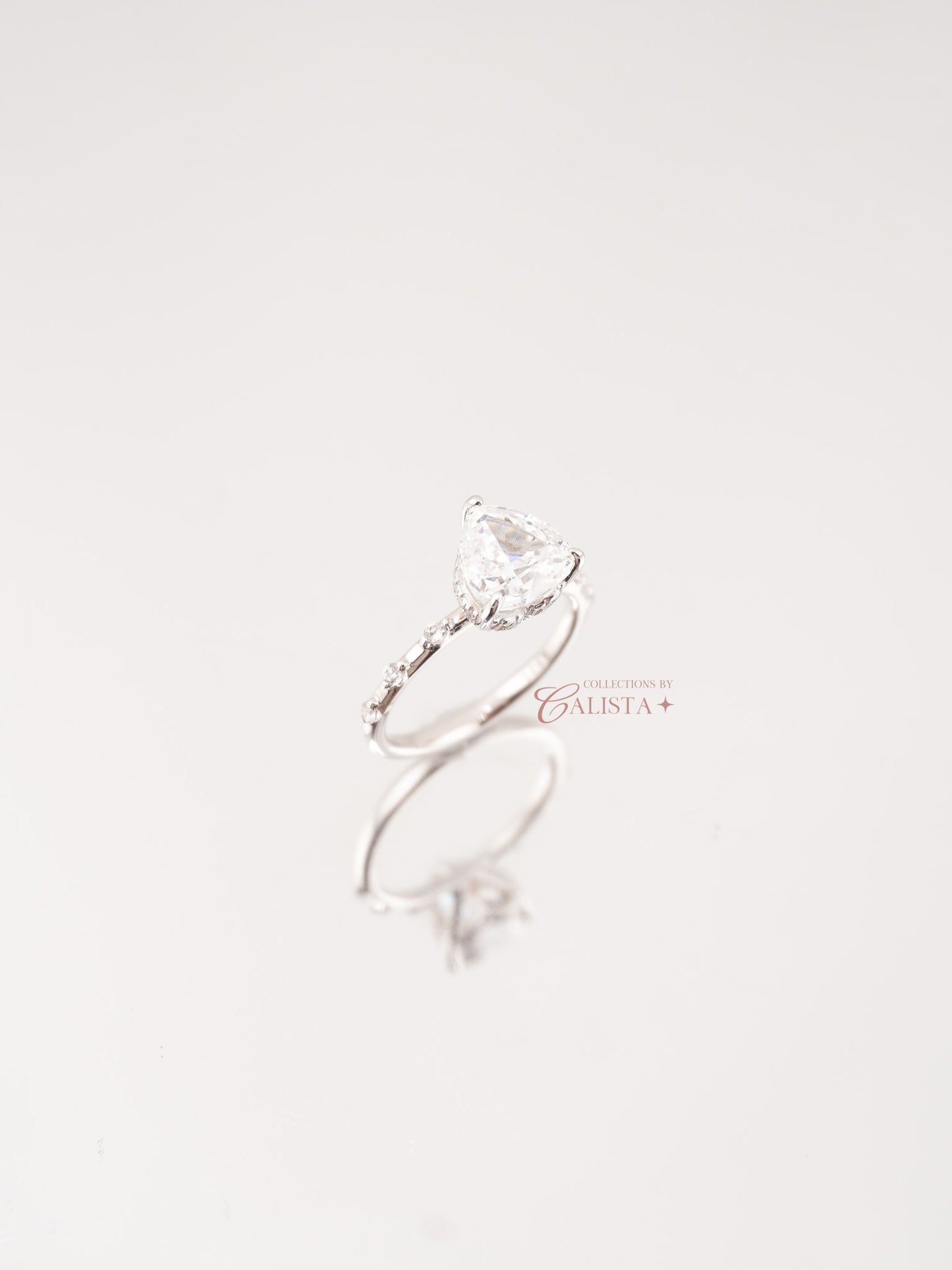 Heart Centered With Halo 2ct Rhodium-Plated Rings