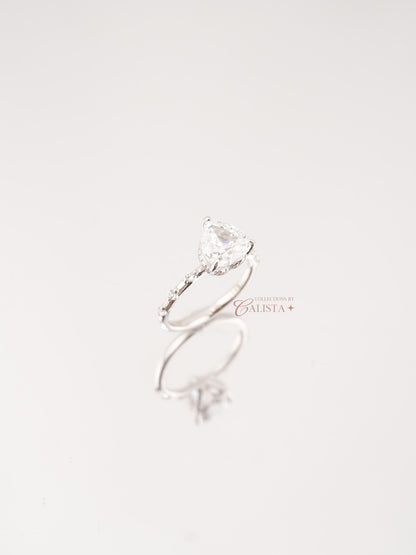 Heart Centered With Halo 2ct Rhodium-Plated Rings