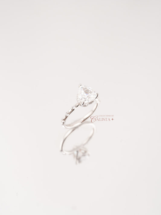 Heart Centered With Halo 2ct Rhodium-Plated Rings