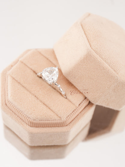 Heart Centered With Halo 2ct Rhodium-Plated Rings