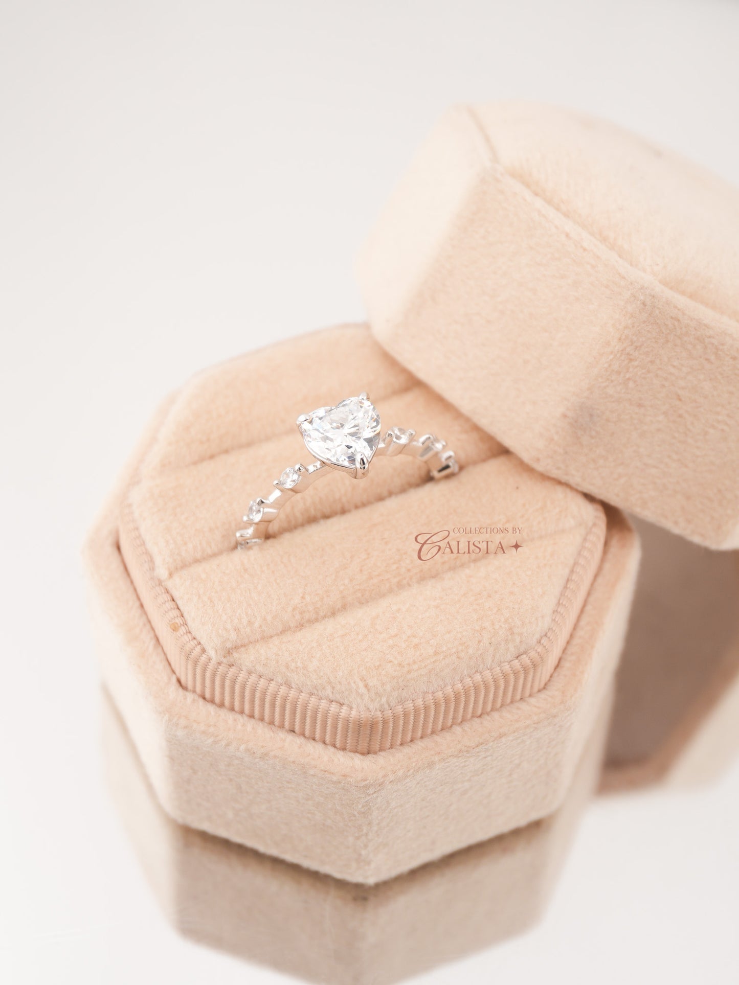 Heart Centered Crystal Band 1.25ct Rhodium-Plated Rings