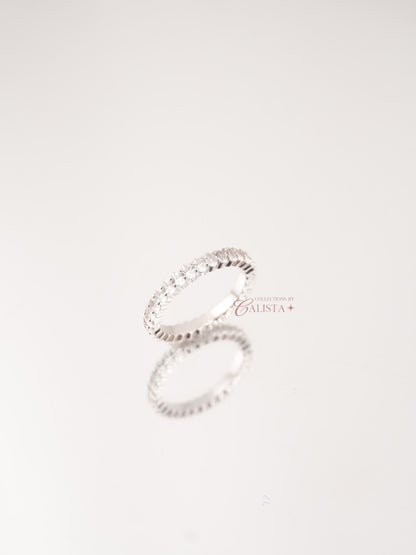 Oval Small Eternity Rhodium-Plated Rings