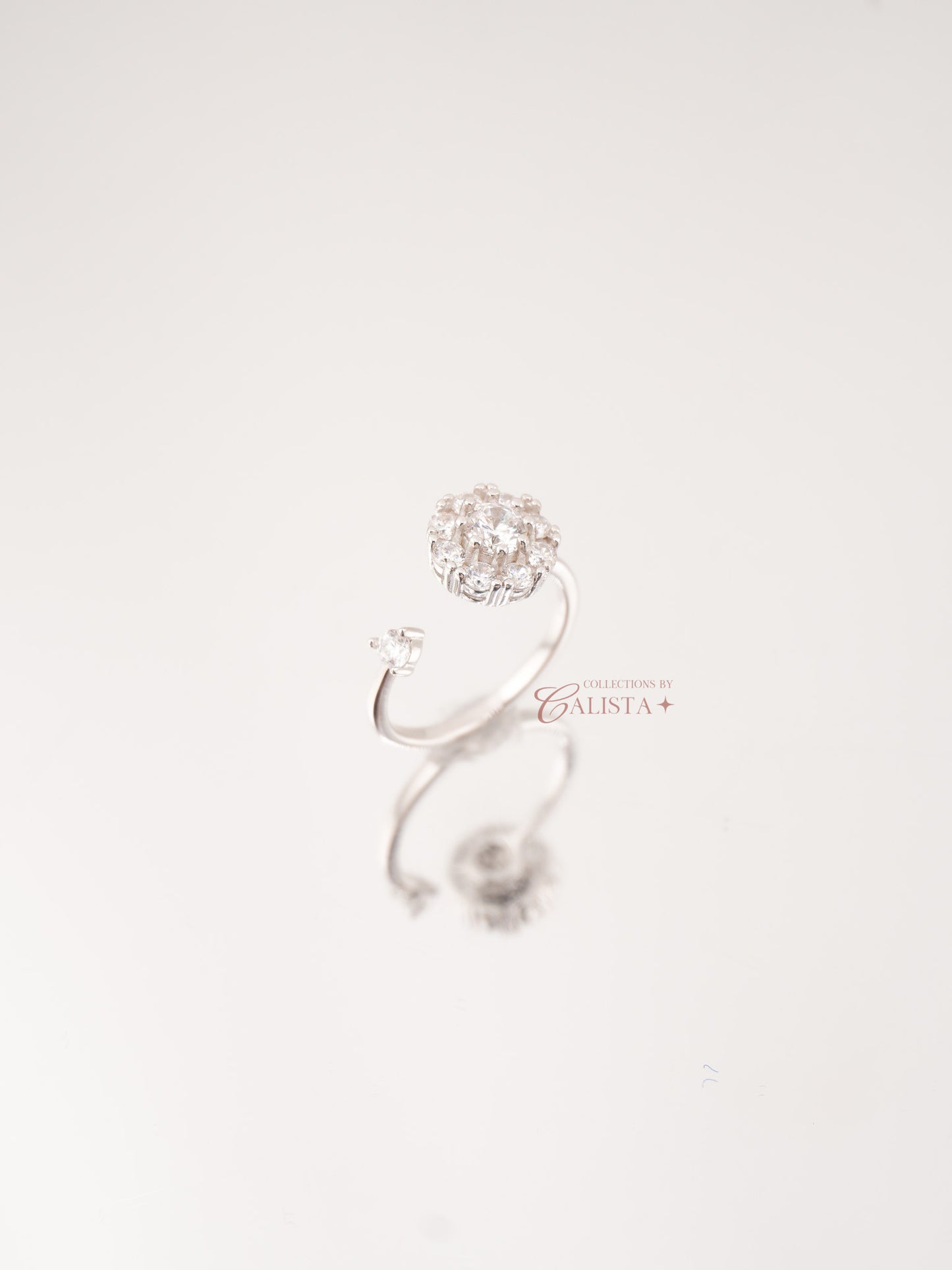 Round Crystal Fidget Rhodium-Plated Rings