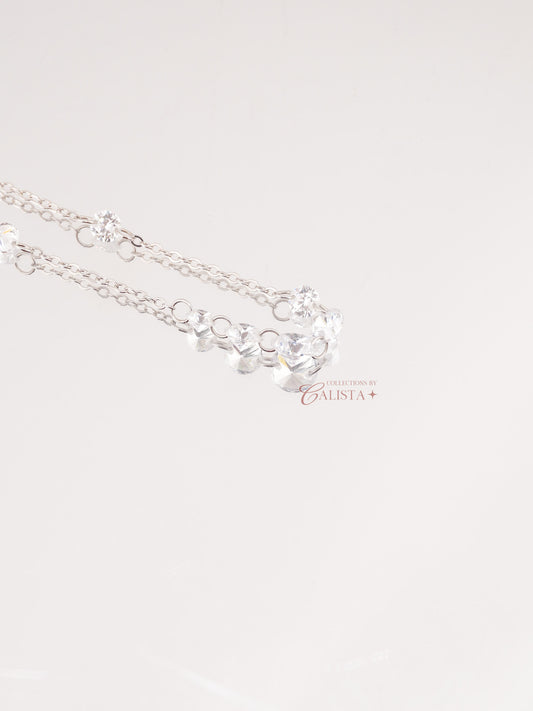 Multi Crystal Rhodium-Plated Bracelet