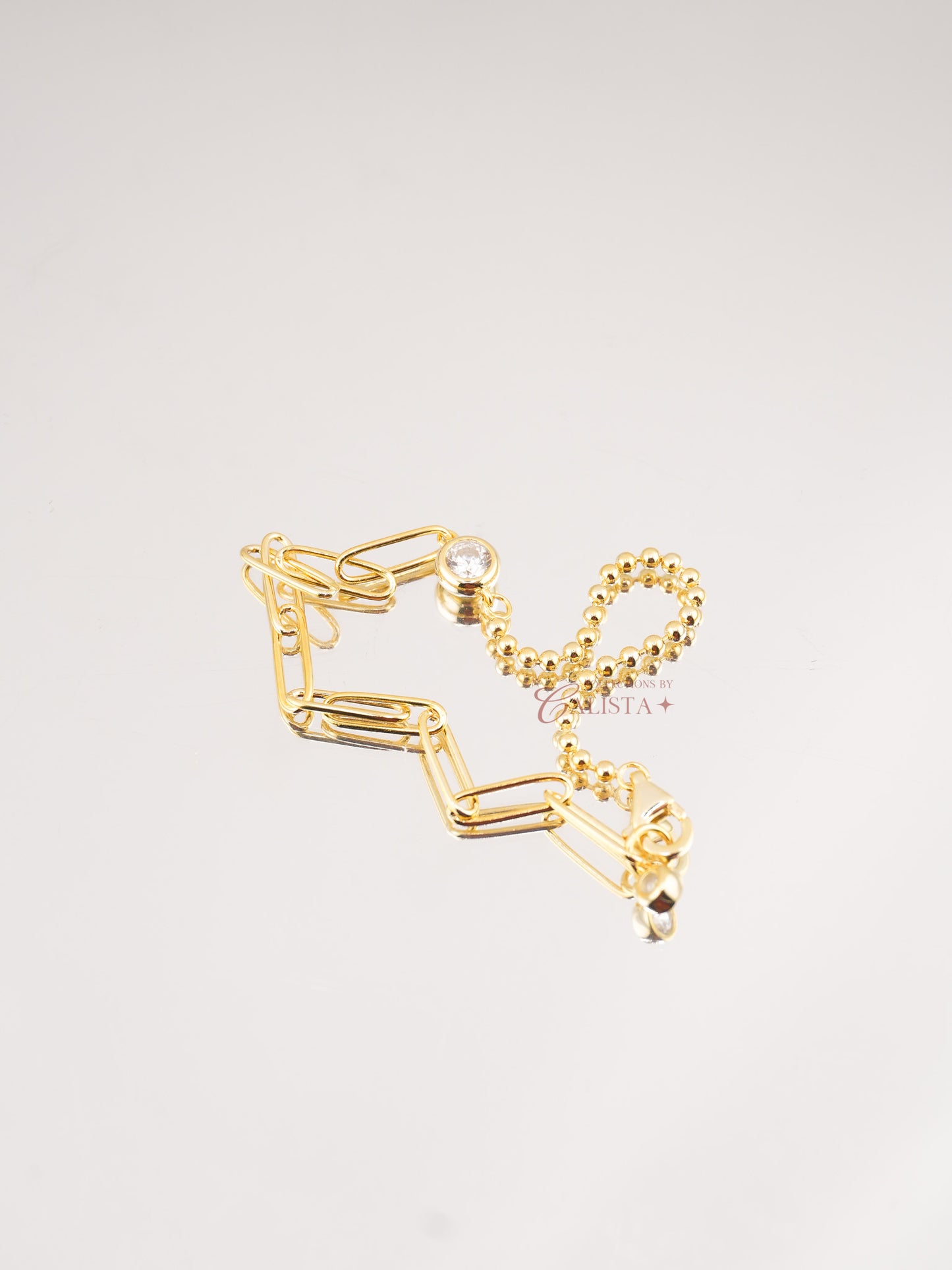 Paperclip Beaded Rhodium-Plated Bracelet