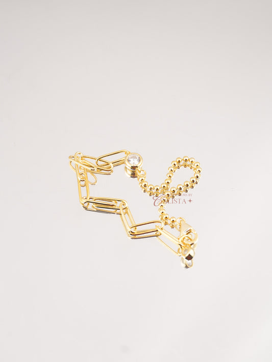Paperclip Beaded Rhodium-Plated Bracelet