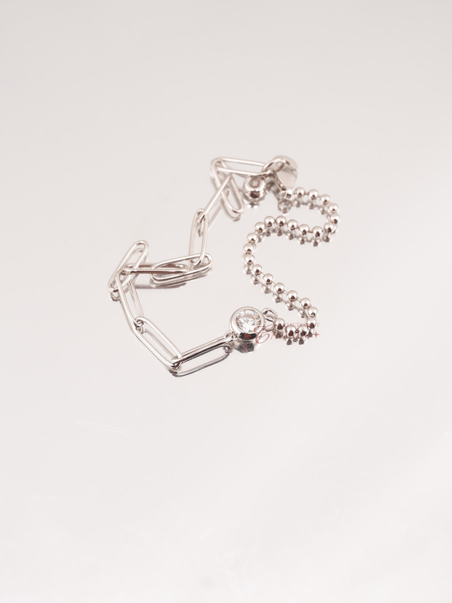 Paperclip Beaded Rhodium-Plated Bracelet