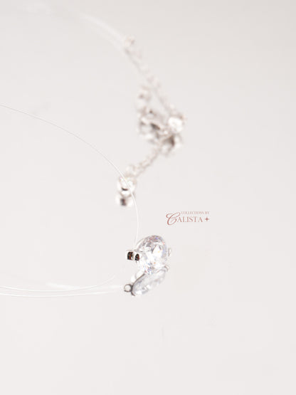 Floating Rhodium-Plated Necklace
