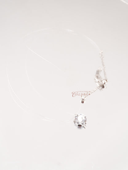 Floating Rhodium-Plated Necklace