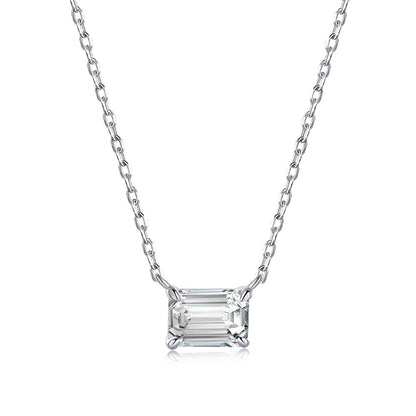 Emerald Cut Rhodium-Plated Necklace