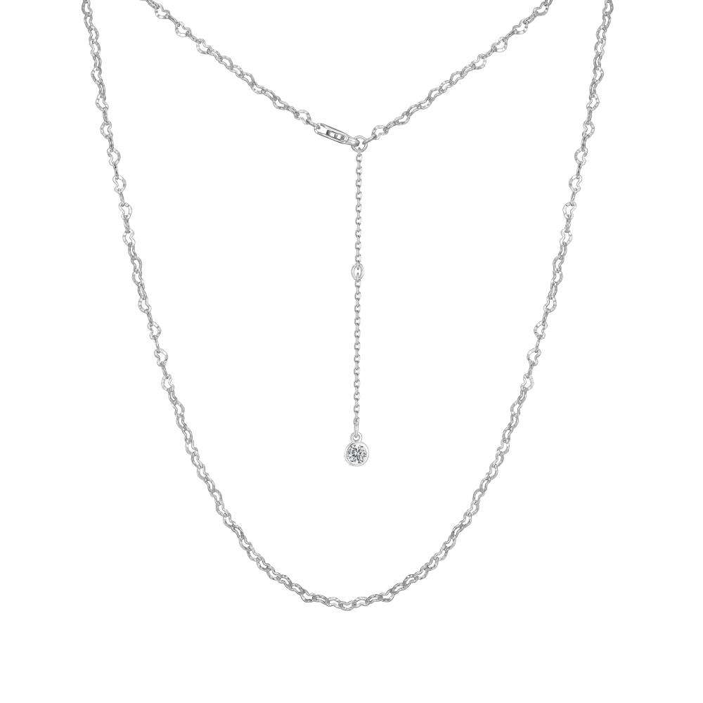 Heart Chain Rhodium-Plated Necklace