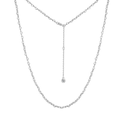 Heart Chain Rhodium-Plated Necklace