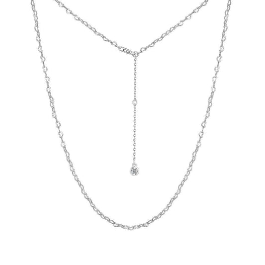Heart Chain Rhodium-Plated Necklace