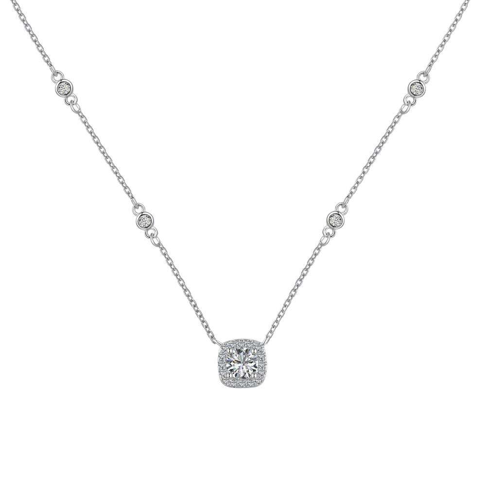 Cushion Illusion Donut Rhodium-Plated Necklace