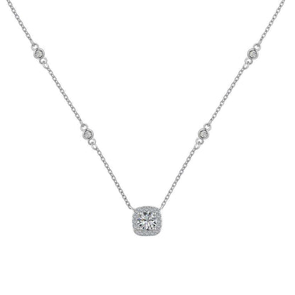 Cushion Illusion Donut Rhodium-Plated Necklace