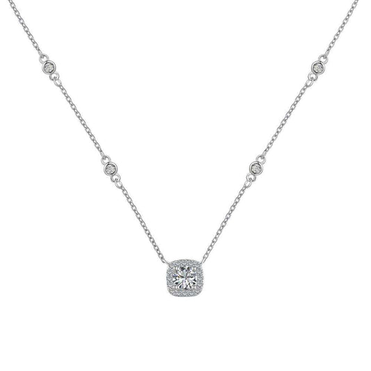 Cushion Illusion Donut Rhodium-Plated Necklace