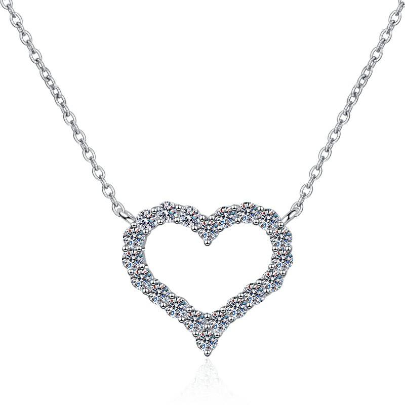Open Heart Crystal Moissanite Necklace