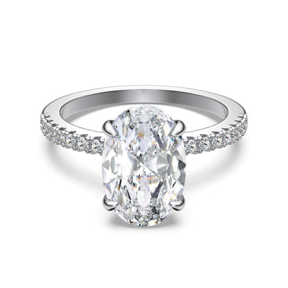 8A Oval Cut Rhodium-Plated Ring