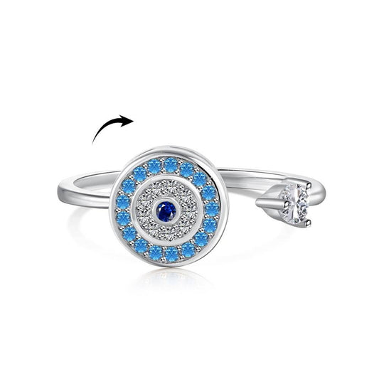 Evil Eye Fidget Rhodium-Plated Ring