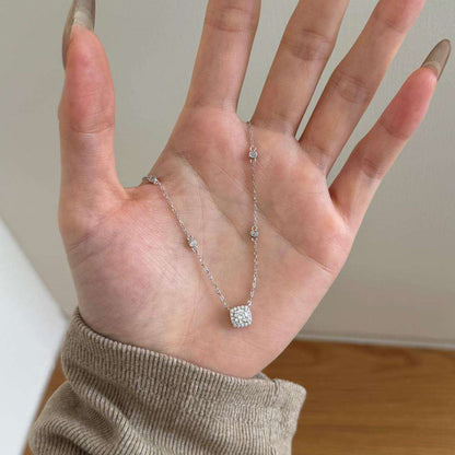 Cushion Illusion Donut Rhodium-Plated Necklace