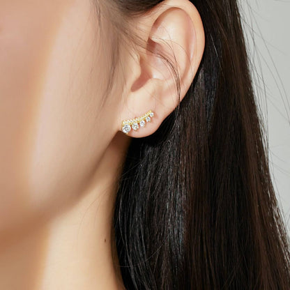 Crawler Crystal Rhodium-Plated Stud Earrings