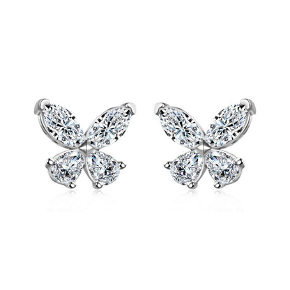 Butterfly Crystal Rhodium-Plated Stud Earrings