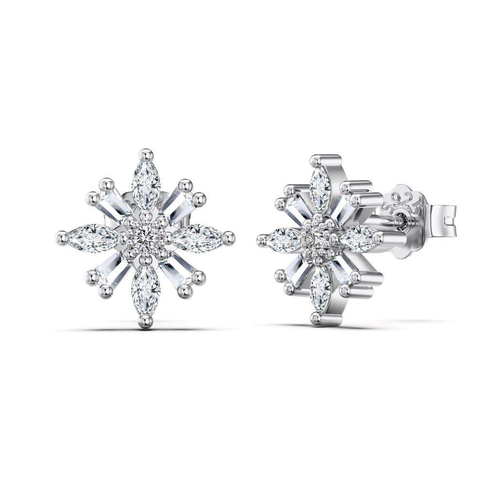 Sunflower Rhodium-Plated Stud Earrings