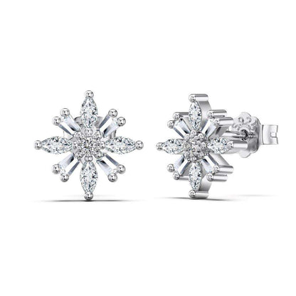 Sunflower Rhodium-Plated Stud Earrings