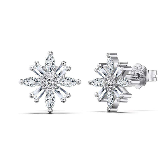 Sunflower Rhodium-Plated Stud Earrings