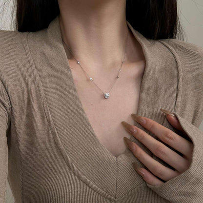 Cushion Illusion Donut Rhodium-Plated Necklace