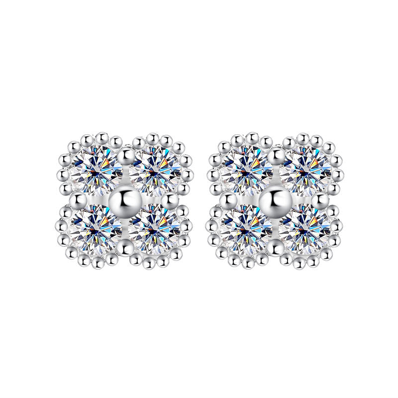 Crystal Clover Moissanite Earrings