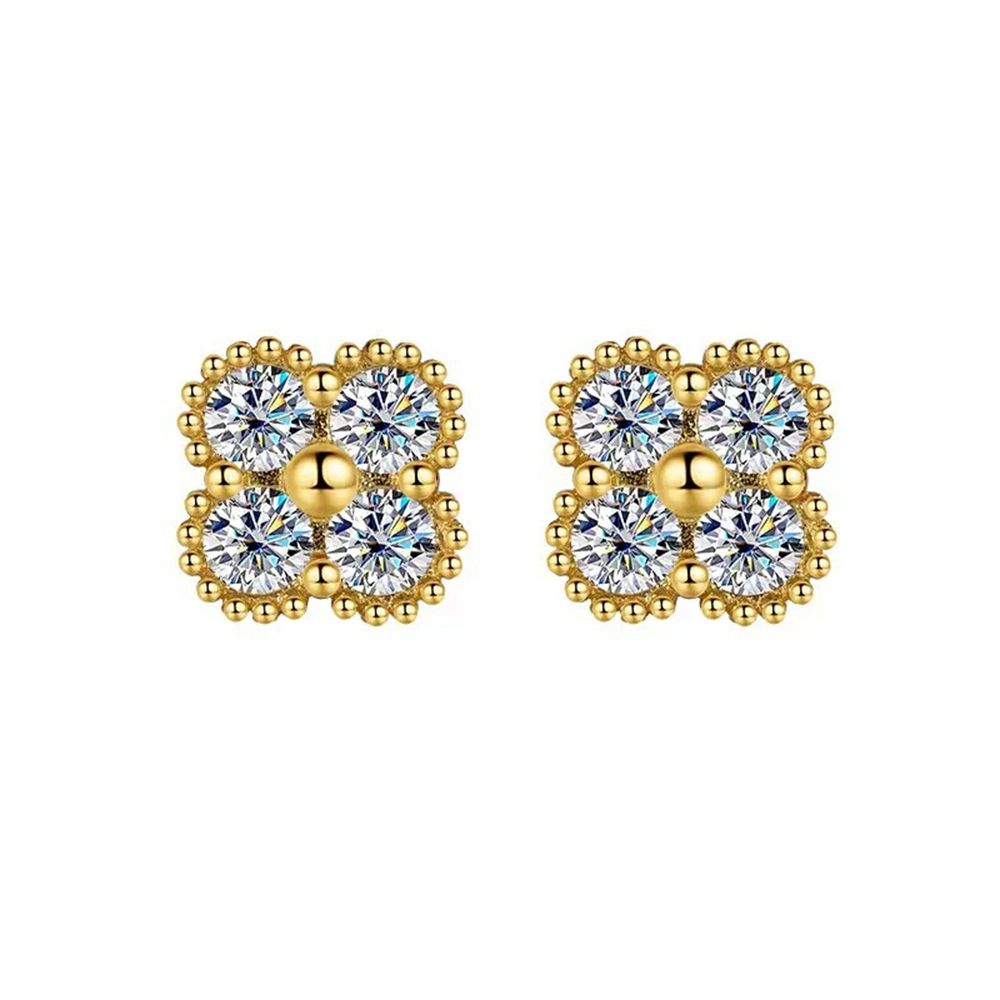 Crystal Clover Moissanite Earrings