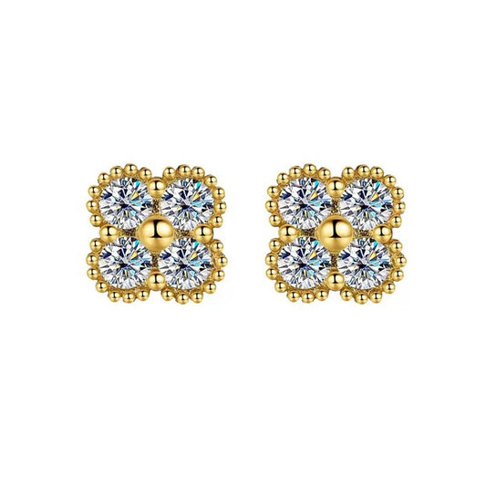 Crystal Clover Moissanite Earrings