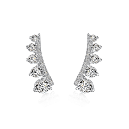 Crawler Crystal Rhodium-Plated Stud Earrings