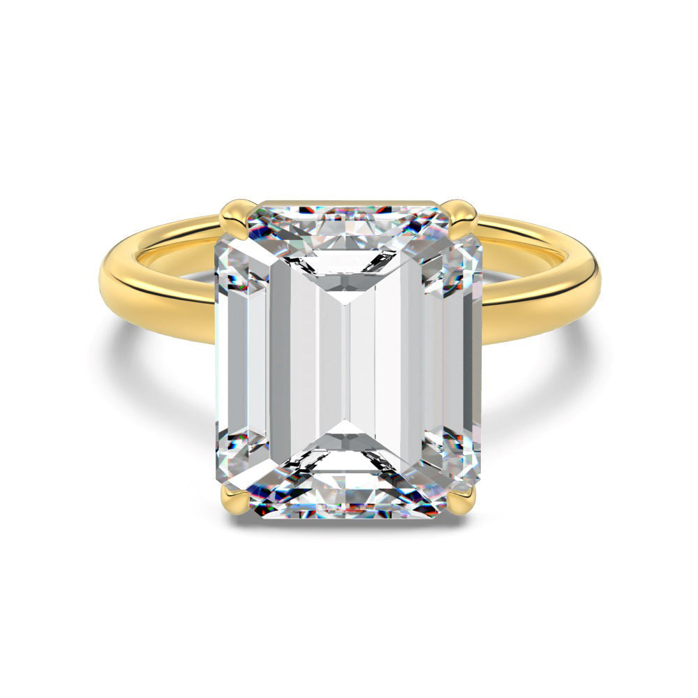 Emerald Cut Crystal Rhodium-Plated Ring