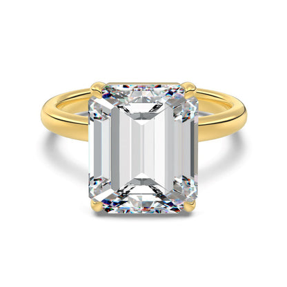Emerald Cut Crystal Rhodium-Plated Ring