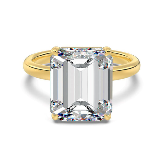 Emerald Cut Crystal Rhodium-Plated Ring