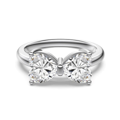 Ribbon Bow Crystal Rhodium-Plated Ring