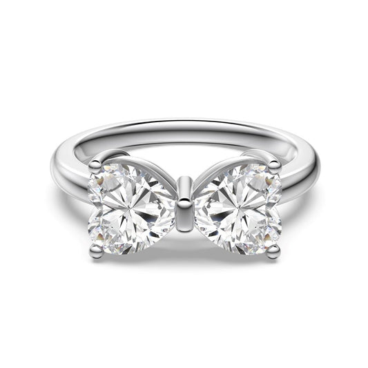 Ribbon Bow Crystal Rhodium-Plated Ring