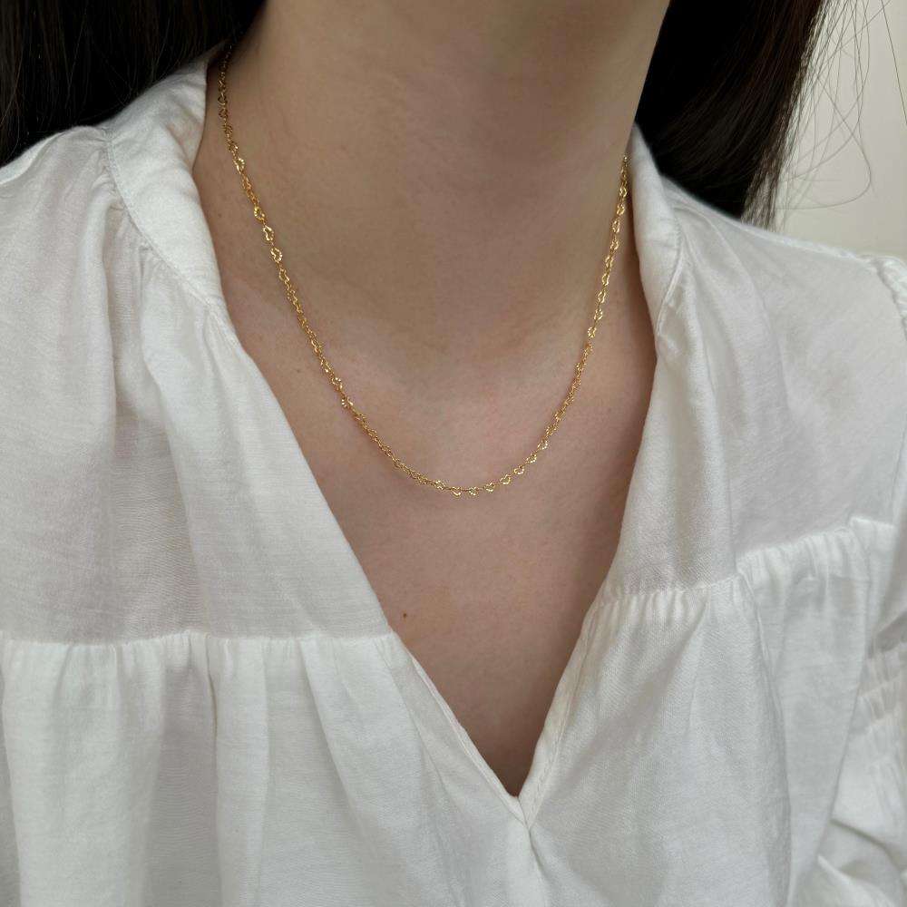 Heart Chain Rhodium-Plated Necklace