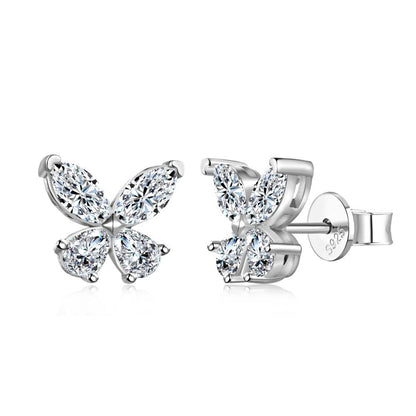 Butterfly Crystal Rhodium-Plated Stud Earrings