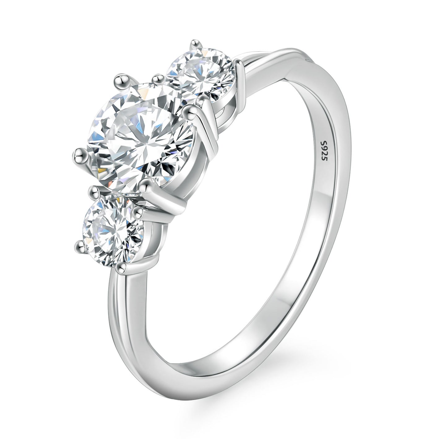 Three-Stone Crystal Moissanite Ring
