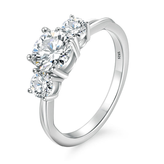 Three-Stone Crystal Moissanite Ring