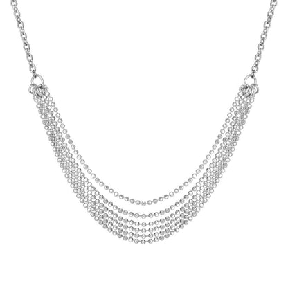 Multi Layer Rhodium-Plated Necklace