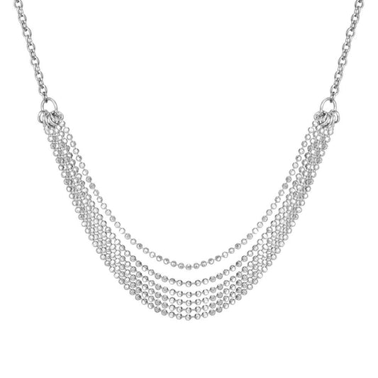 Multi Layer Rhodium-Plated Necklace