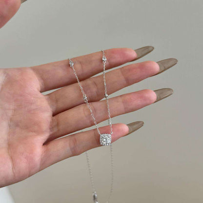 Cushion Illusion Donut Rhodium-Plated Necklace