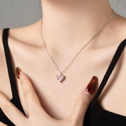 Heart Crystal Pendant Rhodium-Plated Necklace