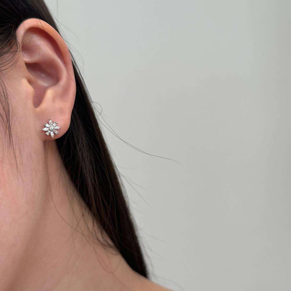 Sunflower Rhodium-Plated Stud Earrings